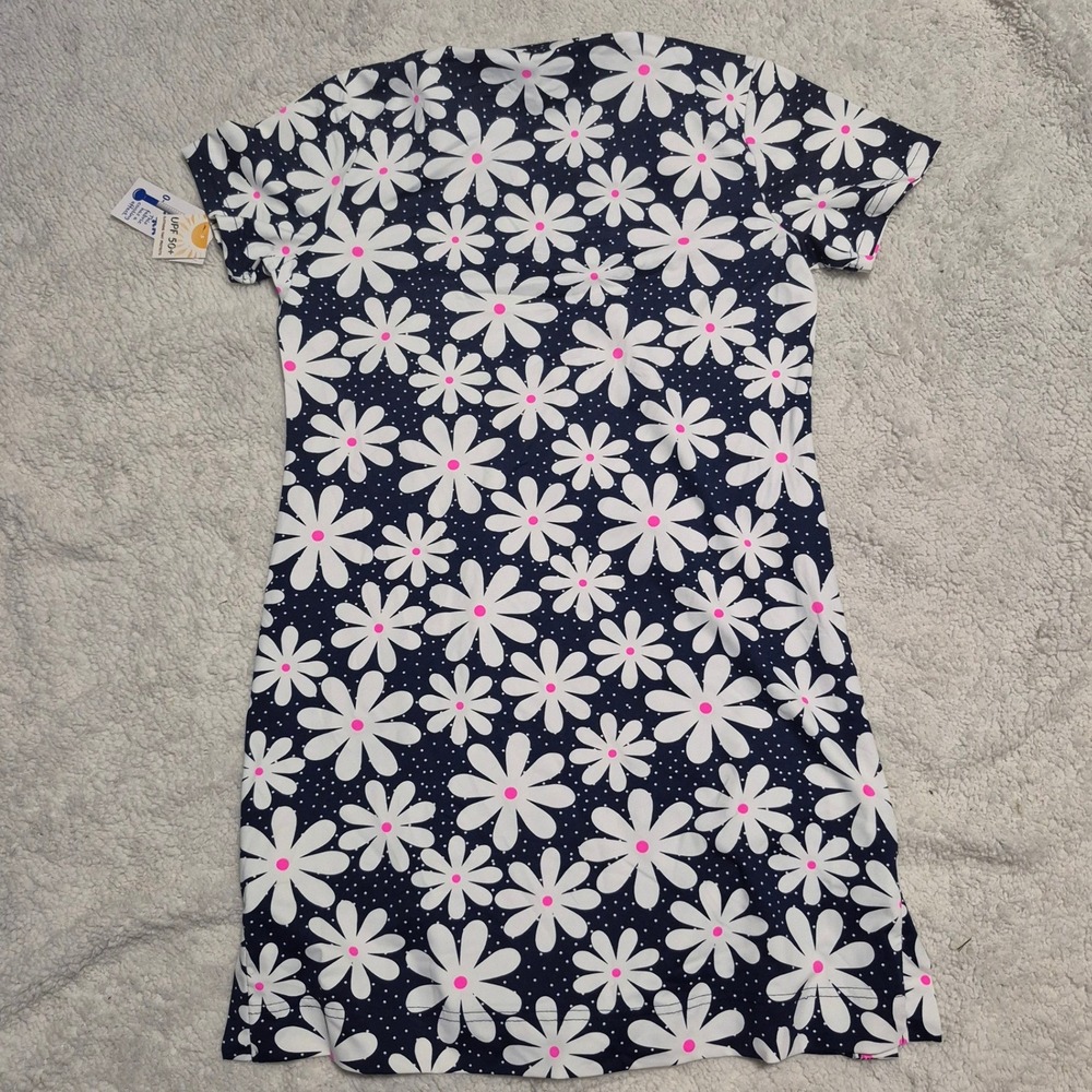 Lulu-B Womens Navy White Daisy Floral UPF 50+ Cooling Dress Size M NWT - Picture 2 of 4